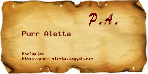 Purr Aletta névjegykártya